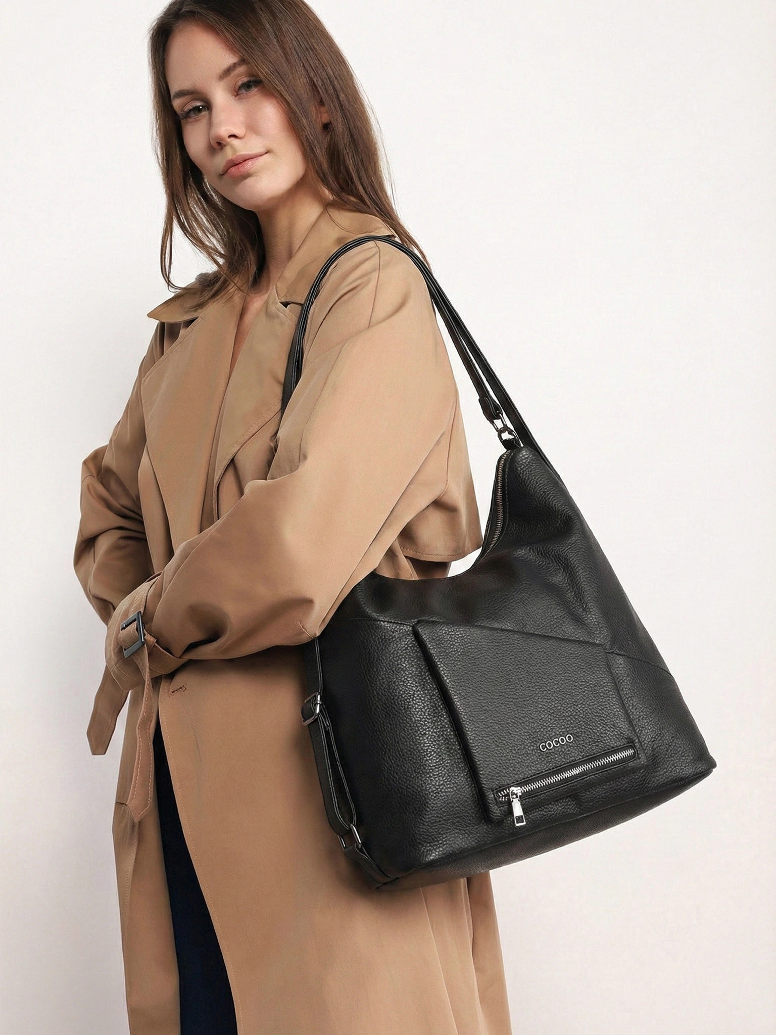 Сумка-шоппер  с регулируемыми ручками, откидным карманом и цепочкой в ассортименте